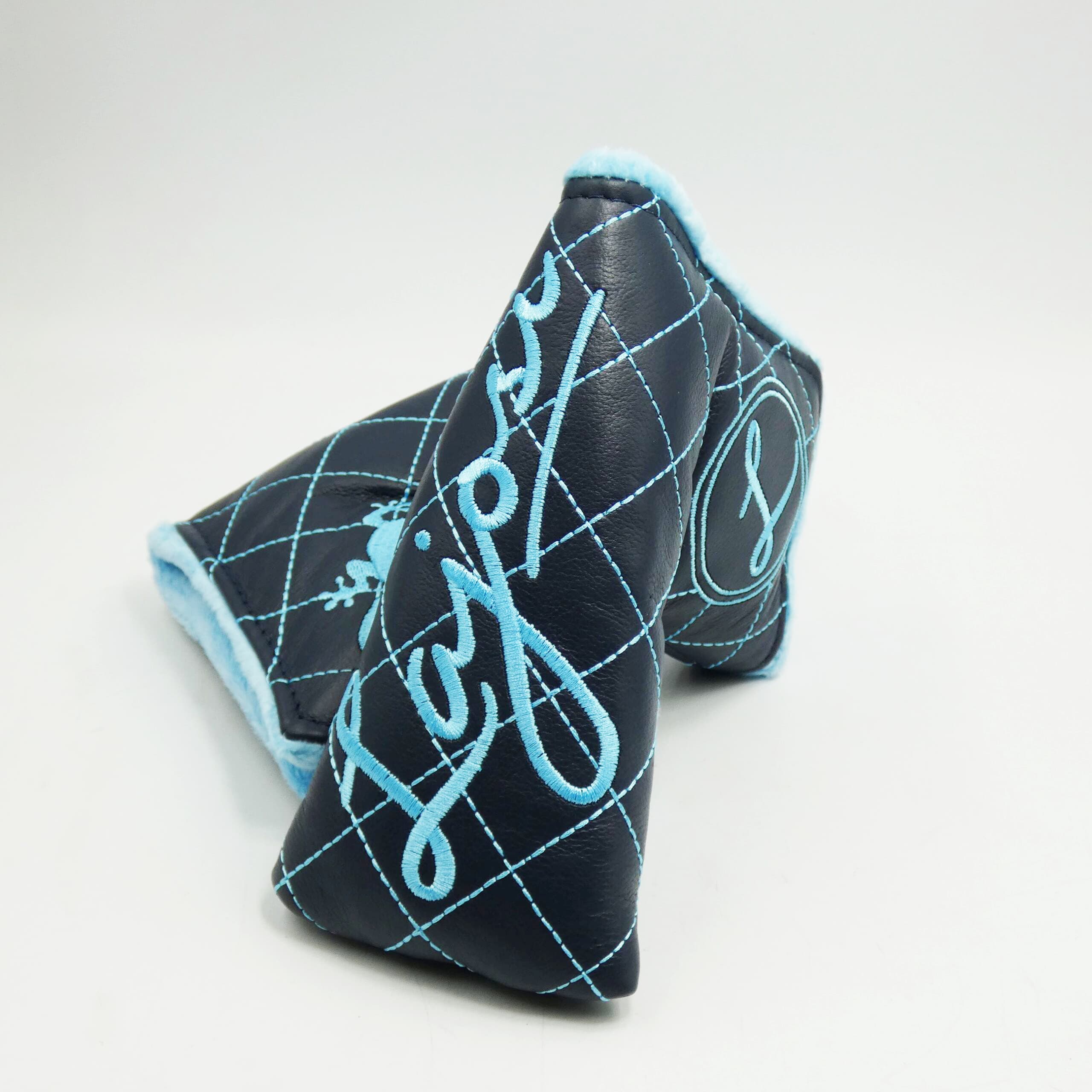 Leather Headcover – Blue Quilt